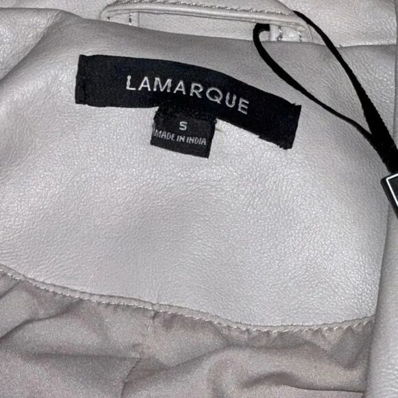 NWT women’s Lamarque X REVOLVE Betty Grey lamb Leather Blazer in Grey SZ small - Picture 8 of 12